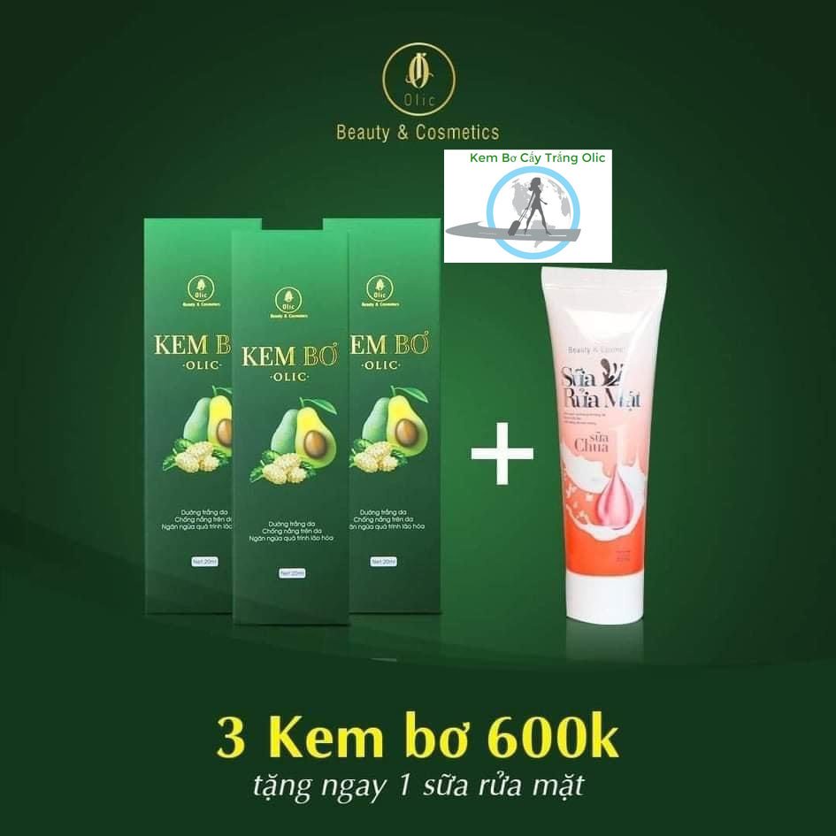 Kem Bơ Olic Combo 3 tặng 1 SRM _ Dưỡng Trắng Da , Chống Nắng , Ngăn Ngừa Lão Hóa Sớm Ở Da