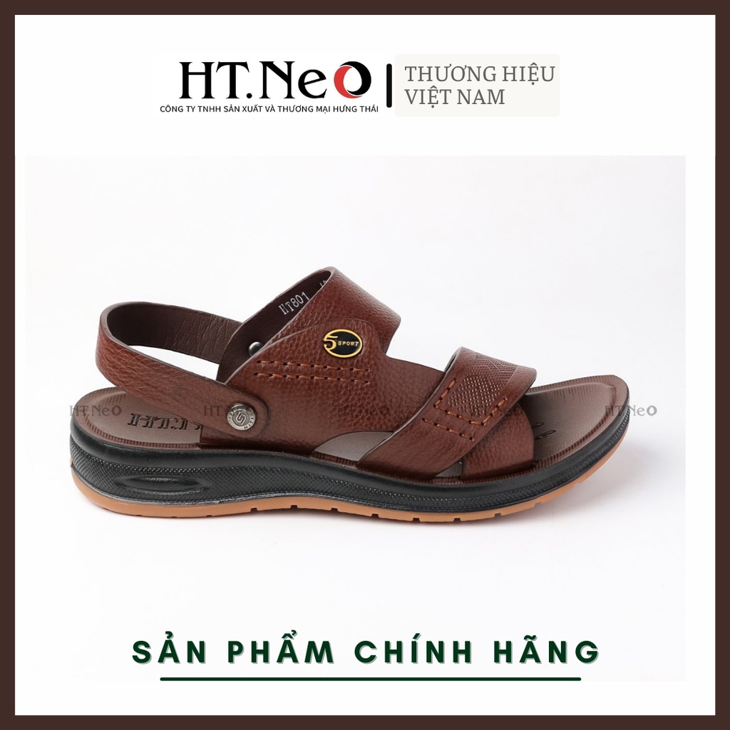 Dép Sandal da nam - Sandal nam HT.NEO da bò thật 100%, đế kếp cao 3,5cm cực đẹp khâu may chân quai siêu bền SD88