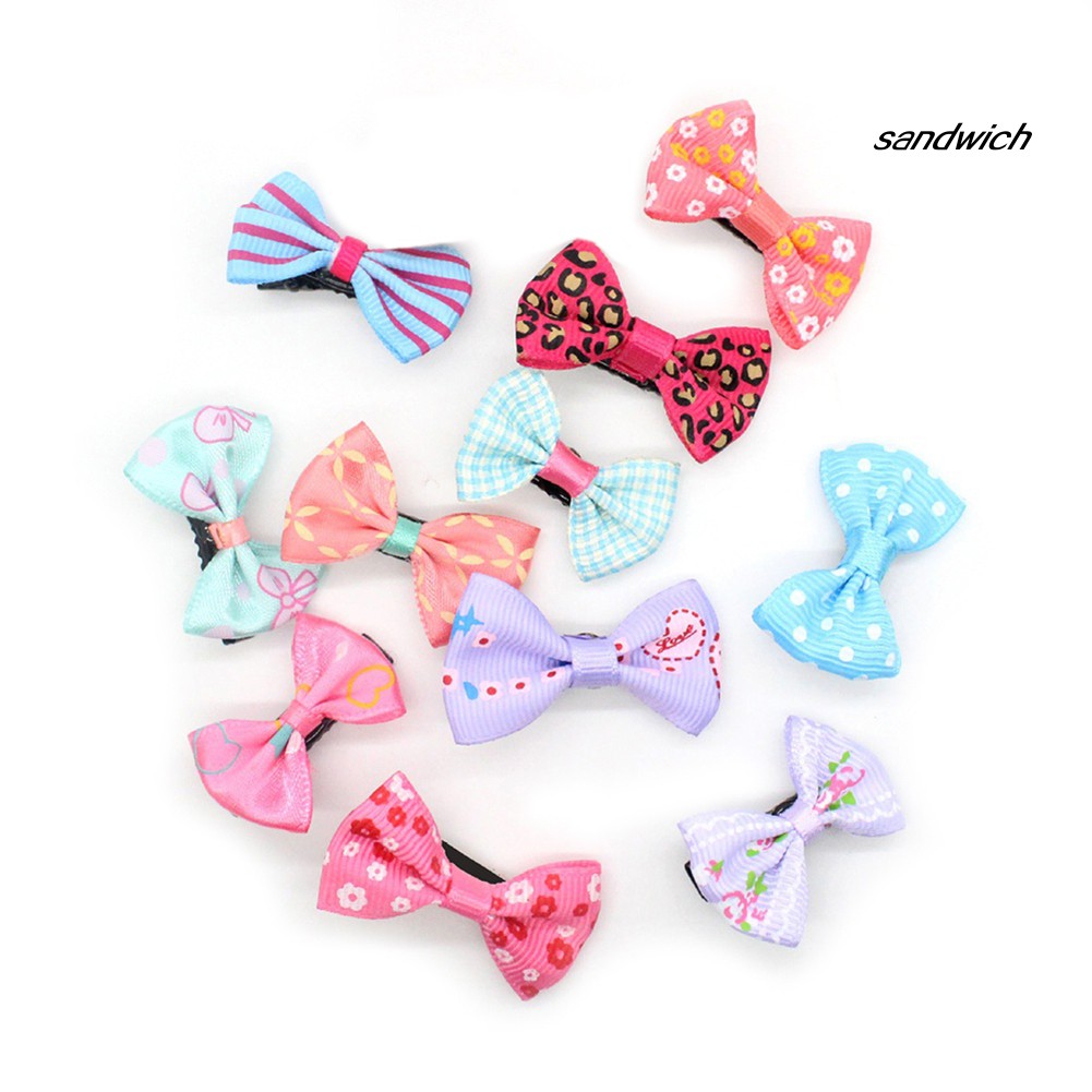 Set 10 Kẹp Tóc Nơ Nhiều Màu Sắc Dành Cho Bé Gái