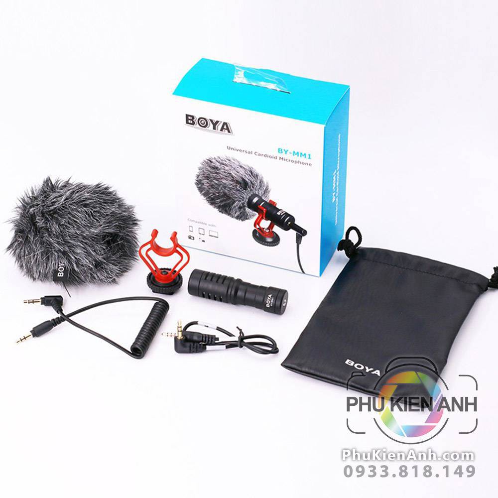Micro thu âm Boya BY-MM1 cho máy ảnh DSLR, điện thoại, kết hợp đa năng với gimbal