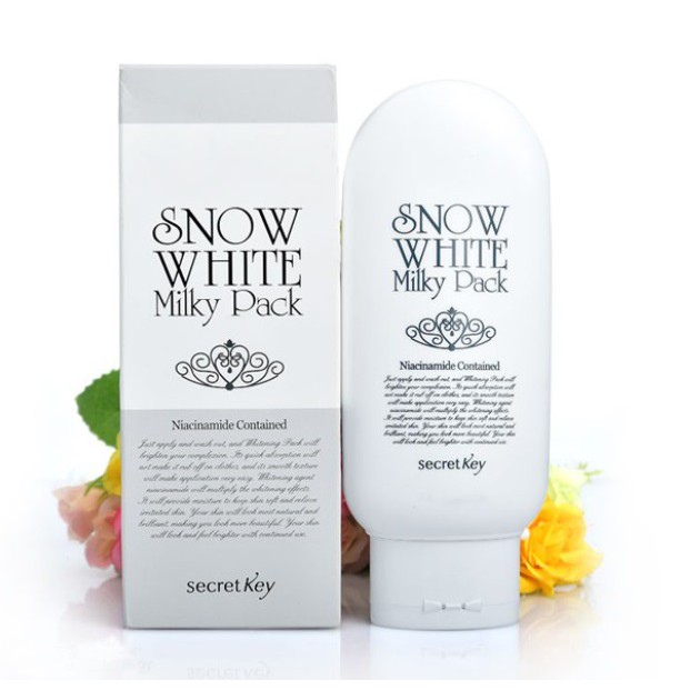 Kem Tắm Trắng Mặt và Toàn Thân Secret Key Snow White Milky Pack 200g