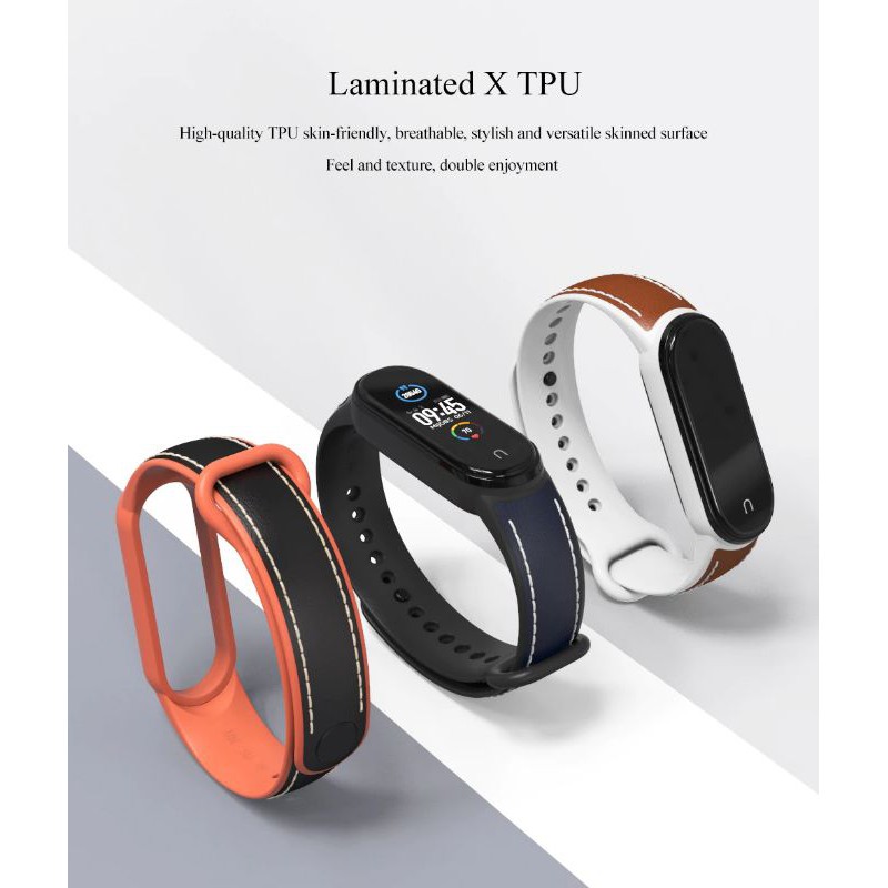 Dây đeo miband MIJOBS cao su phối da cho Xiaomi Miband 5 Xiaomi Miband 6