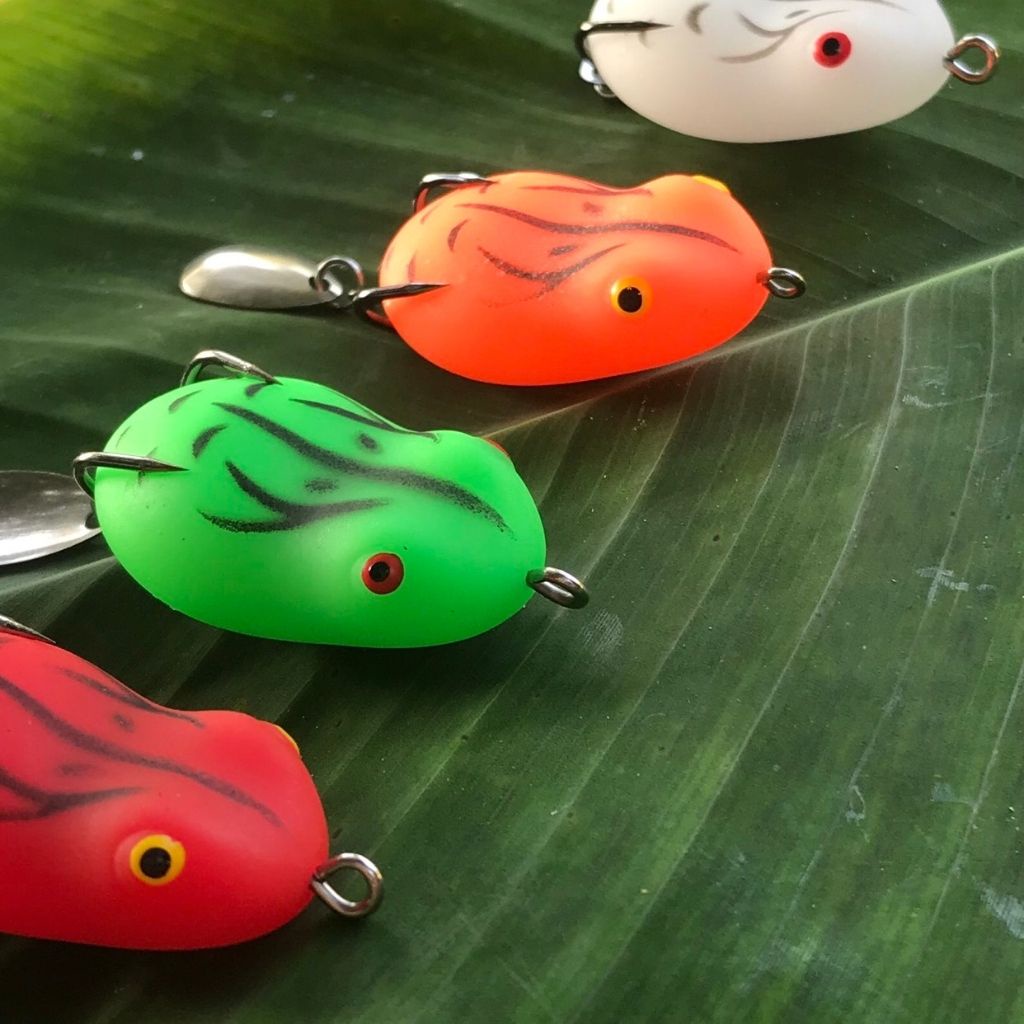 Mồi câu lure_mồi giả câu cá lóc, nhái hơi Super Frog, đầy đủ các màu xanh, trắng, vàng, đen, đỏ_Đồ Câu Lure