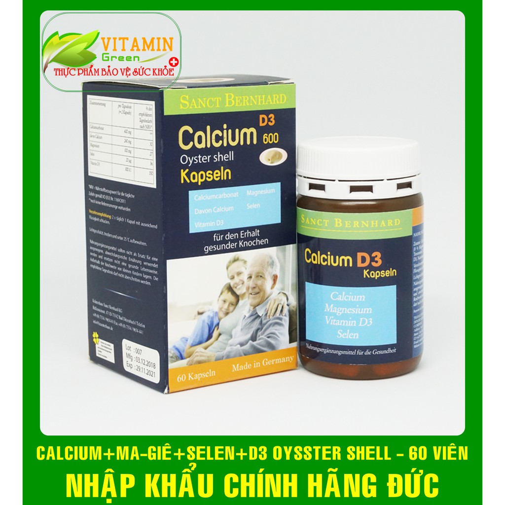 VIÊN UỐNG BỔ XUNG CANXI Calcium D3 Oyster shell (60 VIÊN) | NHẬP KHẨU CHÍNH HÃNG ĐỨC