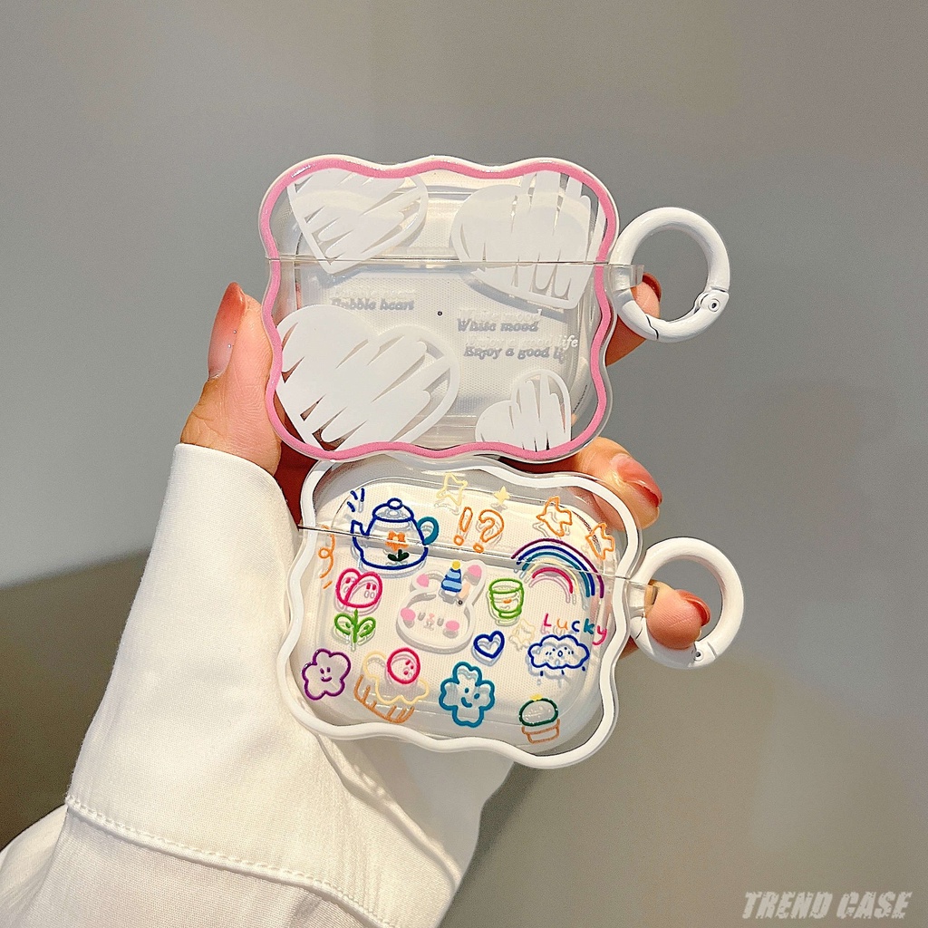 Hoạt Hình Vỏ Bảo Vệ Hộp Sạc Tai Nghe Bluetooth Airpods 1 2 3 Pro 3rd Gen Họa Tiết Trái Tim doodle Dễ Thương