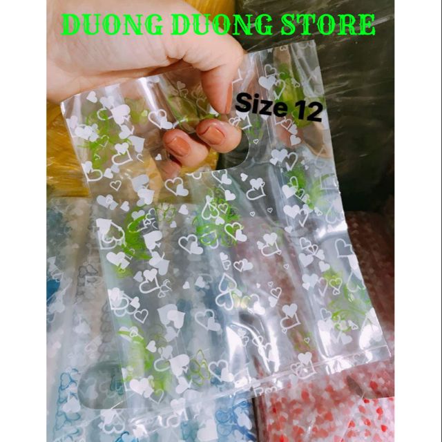 TÚI NILONG TRONG HOA VĂN SIZE 12x15 XẤP NỬA KG