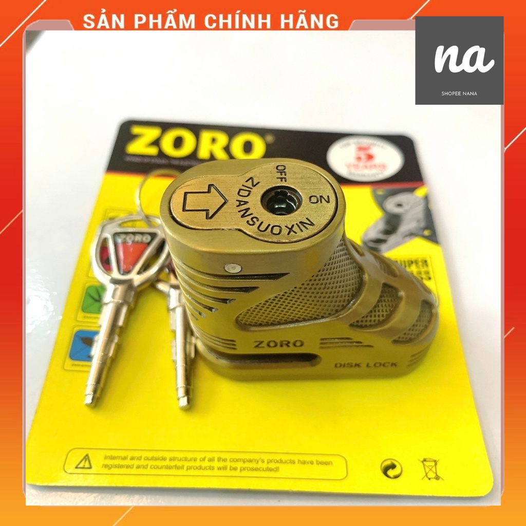 Khóa phanh đĩa xe máy Zoro cao cấp chính hãng hình chiếc giày, ổ khóa chống trộm