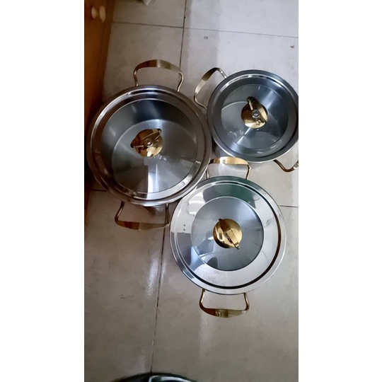Bộ Nồi Misu Louis 3 Món Inox Đáy 3 Lớp Truyền Nhiệt Nhanh Dễ Dàng Chùi Rửa Gọn Nhẹ Chất Liệu Cao Cấp