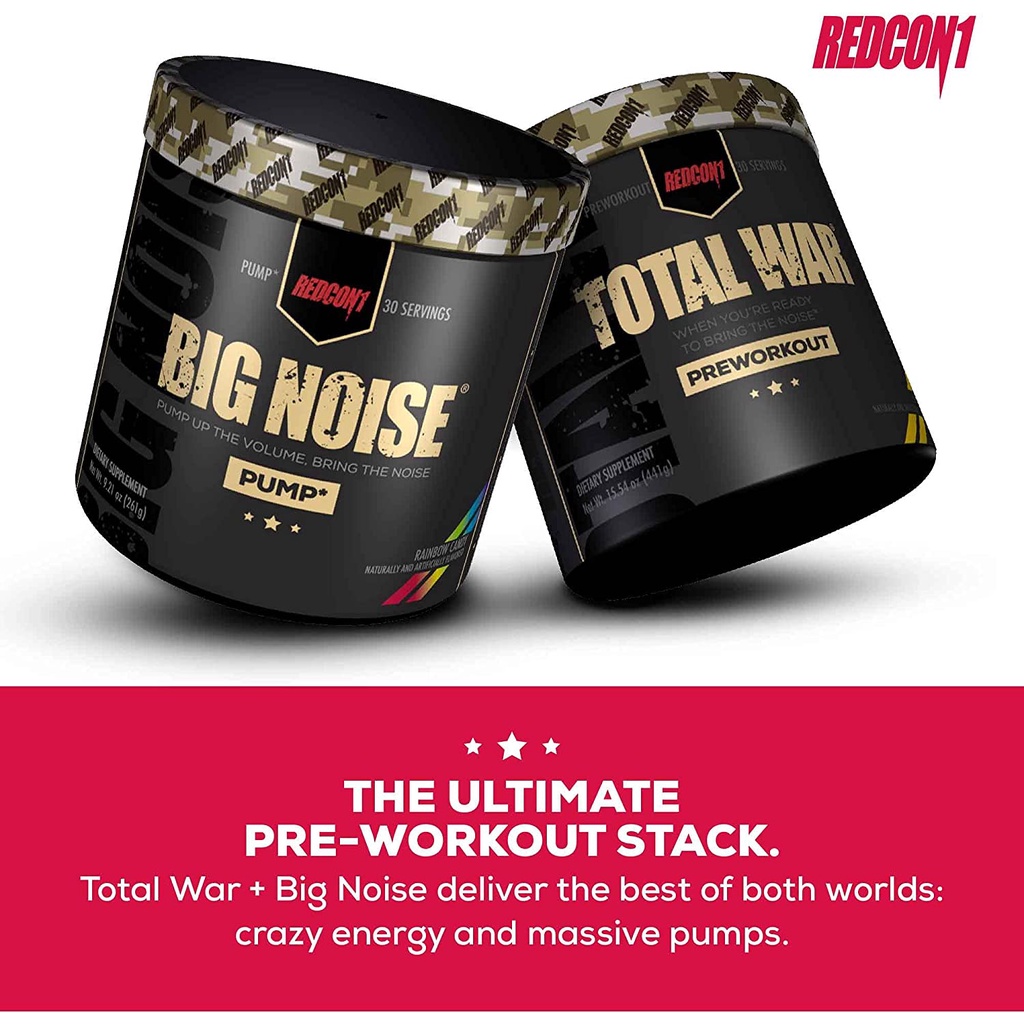 BIGNOISE REDCON1 Tăng Sức Mạnh Pre Workout Trước Tập Luyện Không Caffein Không Gây Mệt 30 Lần Dùng - USA