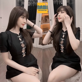 ( HÀNG CHUẨN ĐẸP ) Đầm xoè đính ngực nơ đá cutout lạ mắt sexy gợi cảm - ATNU041