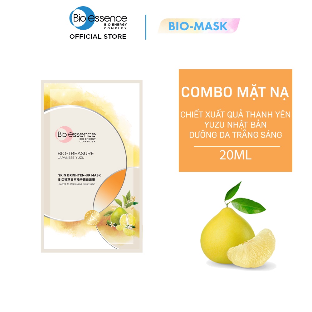 Mặt nạ dưỡng trắng chuyên sâu Bio-Essence Skin Brighten-Up Mask chiết xuất Yuzu 20ml