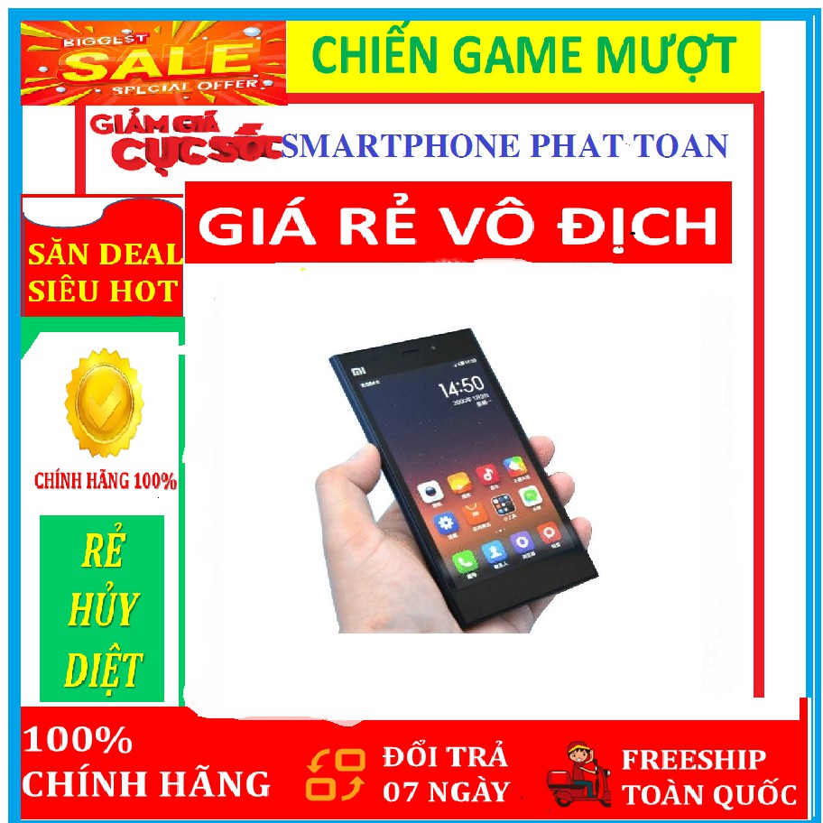 XIAOMI MI 3 - XIAOMI MI3 ram 2G/16G Fullbox - BH 1 đổi 1 .Chiến PUBG - FREE FIRE - LIÊN QUÂN mượt.