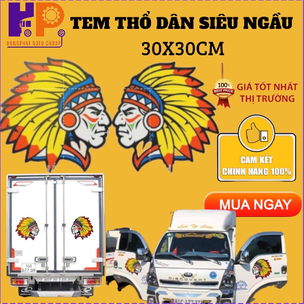 Tem dán xe tải HÌNH THỔ DÂN -decal  xe ô tô,  GIÁ SIÊU ÊM CHO 1 CẶP TEM ĐỘC  Thổ dân dán xe tải