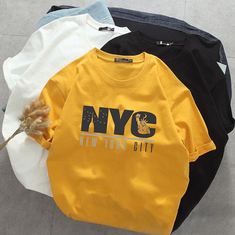 Áo thun nam nữ tay lỡ họa tiết NYC vải dày mịn 20T2763