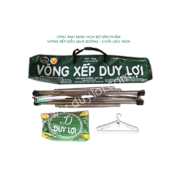 Bộ võng xếp INOX Duy Lợi (LỚN) chính hãng (kèm ảnh thật)