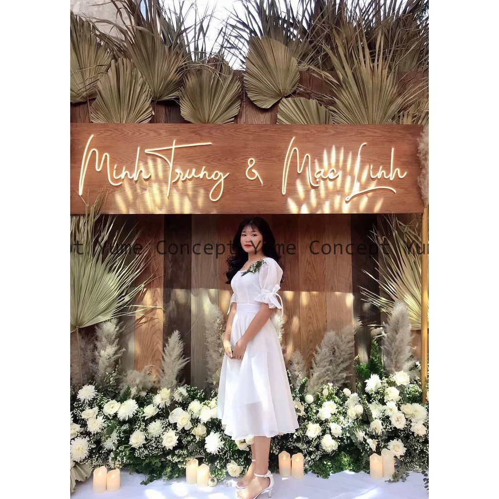 Đầm Cổ Vuông Tay Nơ Nút Ngực ( Kèm Hình Thật ) - D0334 | BigBuy360 - bigbuy360.vn