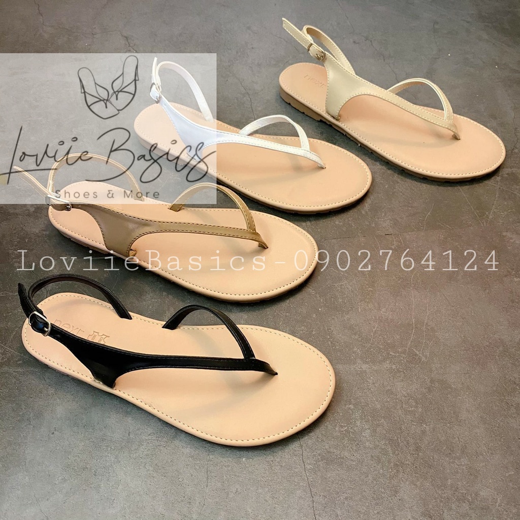 SANDAL NỮ XỎ NGÓN LOVIIE BASICS - GIÀY SANDAL ĐẾ BỆT MẶT DA MỀM THỜI TRANG S211102