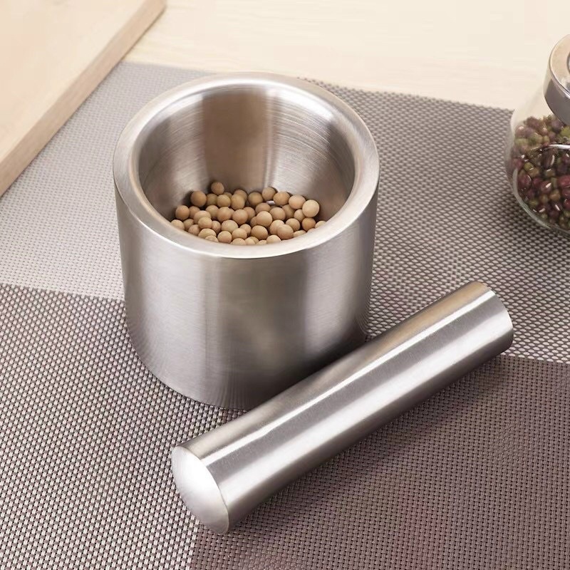 Bộ Chày Cối Inox 304 Cao Cấp, Chày Giã Nghiền Thức Ăn Thực Phẩm Bằng Inox