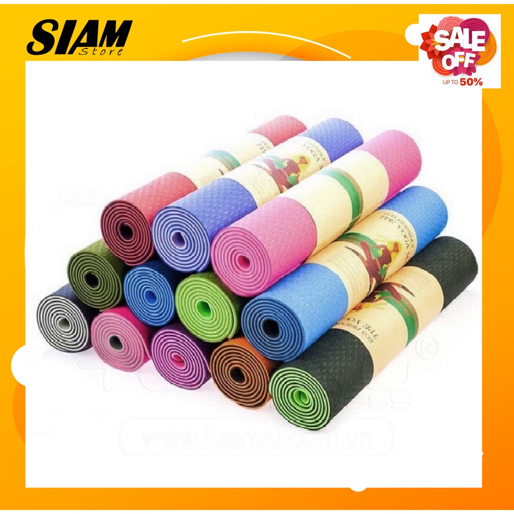 Thảm Tập Yoga Hoa Văn 6MM TPE 2 Lớp Cao Cấp Chống Trượt Siêu Bền SIAM SPORT