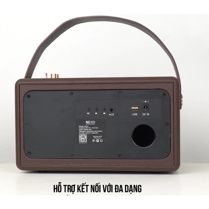 Loa Bluetooth Neko UK100, Loa Karaoke di động kết nối bluetooth, Công suất 45W ,Hàng chính hãng