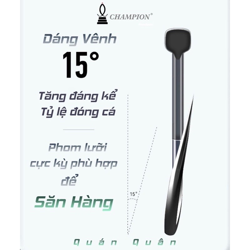 Lưỡi câu Quán Quân Đen dáng vênh săn hàng