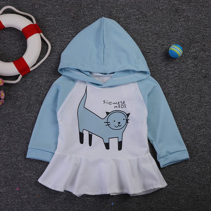 Đầm hoodie dài tay dễ thương cho bé gái