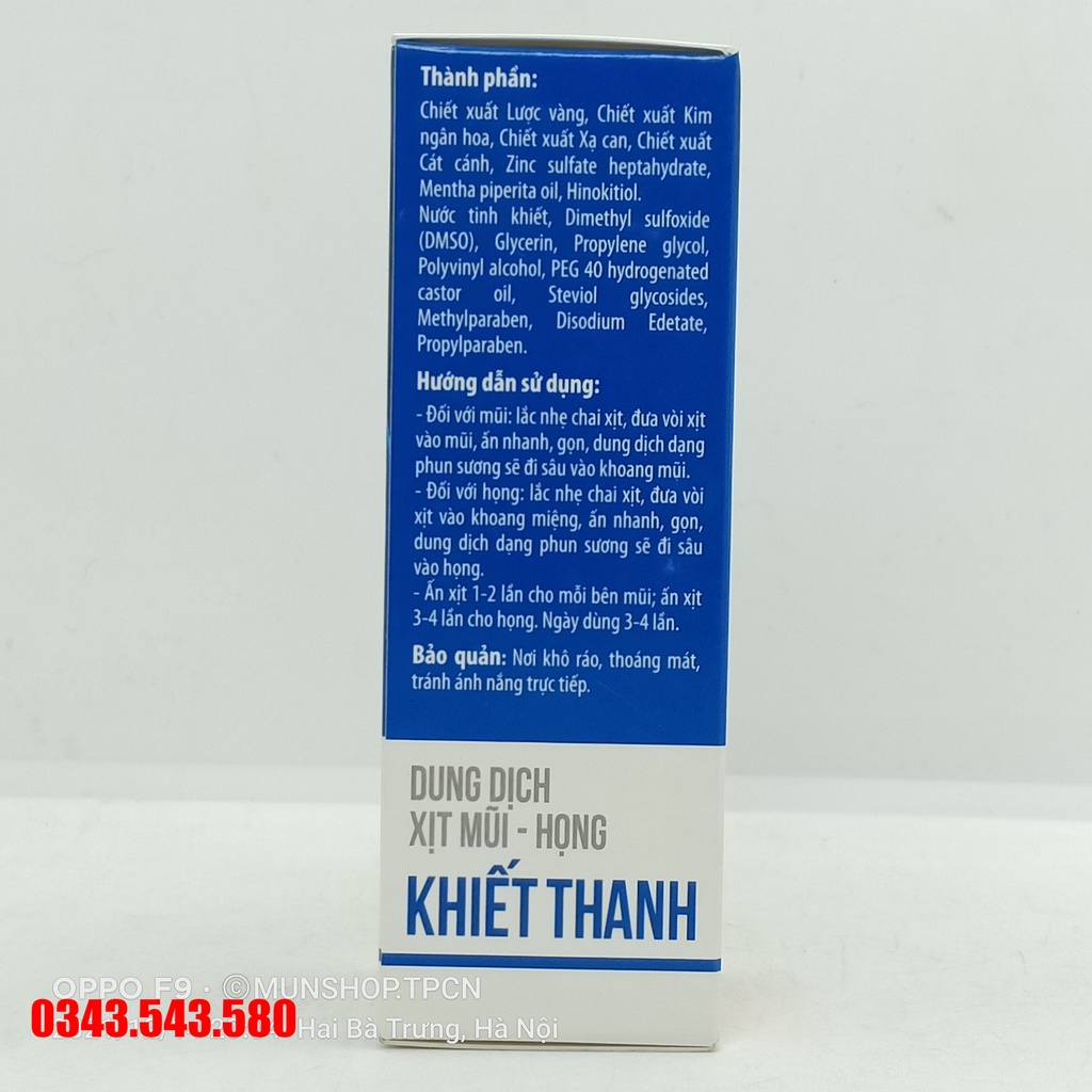 Dung dịch xịt mũi họng Khiết Thanh chai 30ml