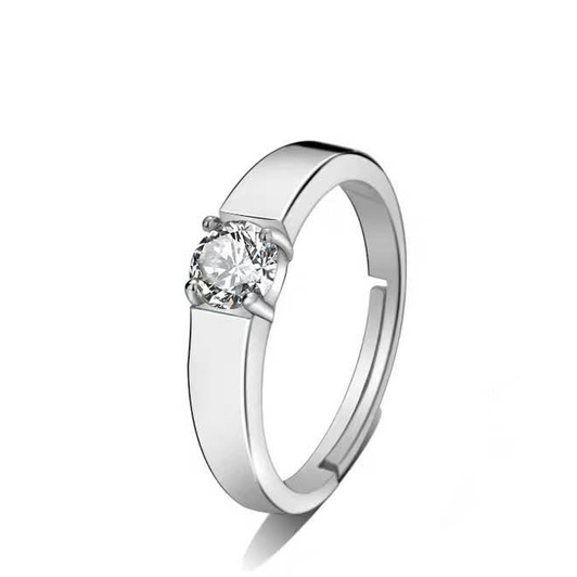 Nhẫn Cặp Đính Đá Nhân Tạo Bằng Đồng Thau Có Thể Điều Chỉnh Kích Cỡ Dùng Làm Quà Tặng Valentine