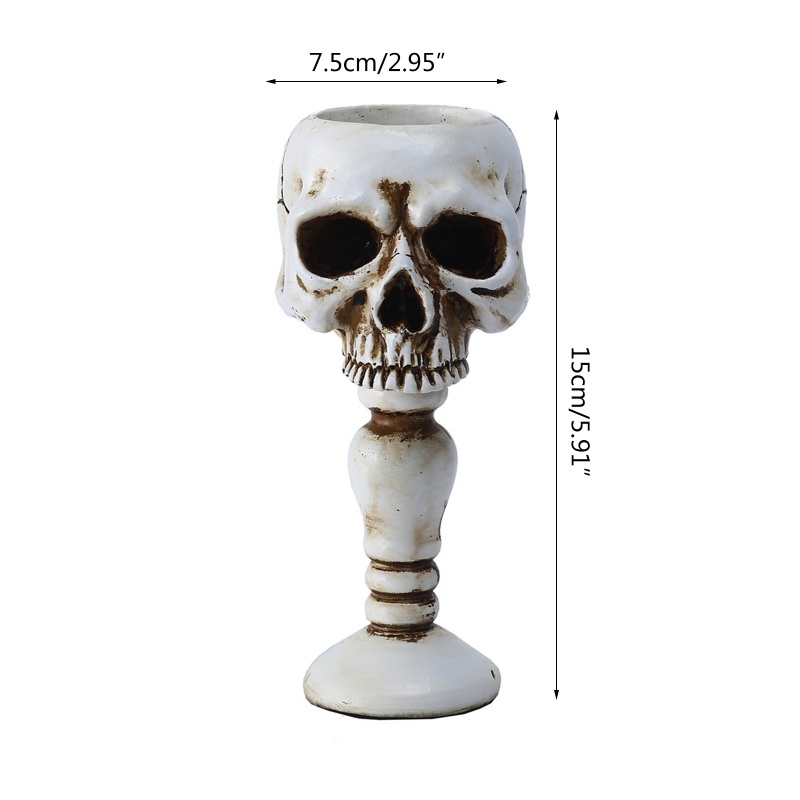 Giá Đỡ Nến Hình Đầu Lâu Bằng Nhựa Resin Phong Cách Cổ Điển Trang Trí Halloween / Giáng Sinh / Quán Bar