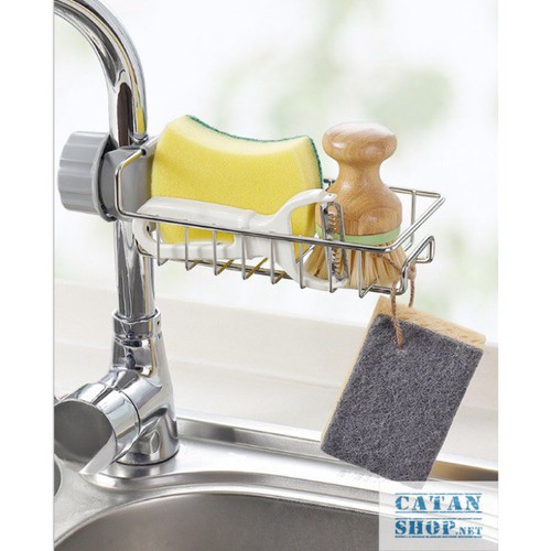 Kệ Inox Gắn Vòi Nước Kệ Giỏ Đựng Để Đồ Rửa Chén Bát Kệ Gắn Bồn Rửa Chén