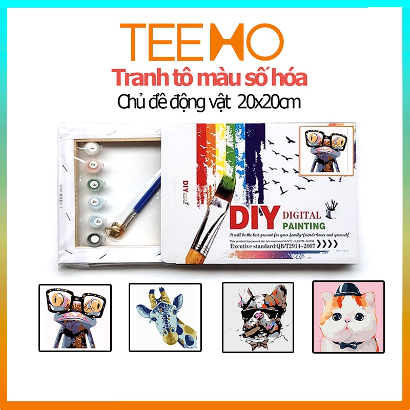 Tranh sơn dầu số hóa trang trí treo tường có khung mini TEEMO GD-01