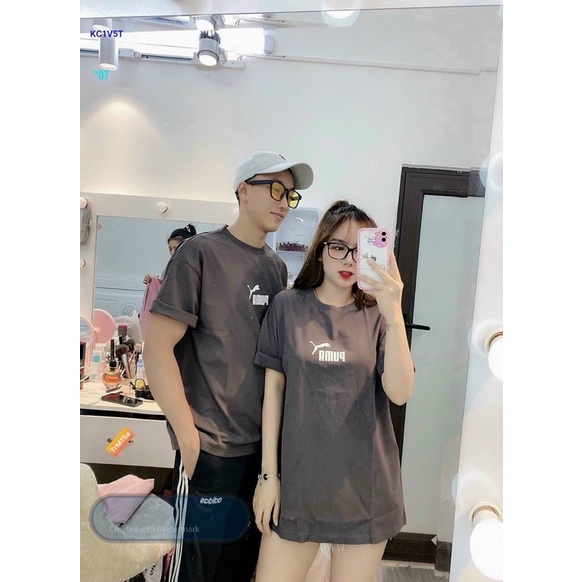 Áo cotton tay lỡ unisex _ áo cotton pu ma tay lỡ dáng rộng