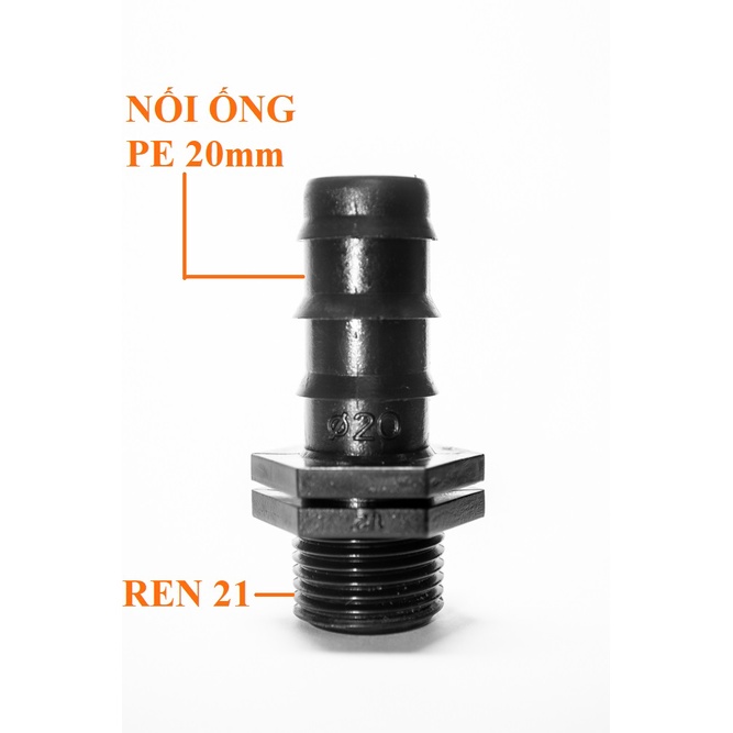 Nối Khởi Thủy Ren 21mm-21li, 27mm-27li Ra Ống PE 16mm,20mm,25mm - goGarden - BH 2 năm
