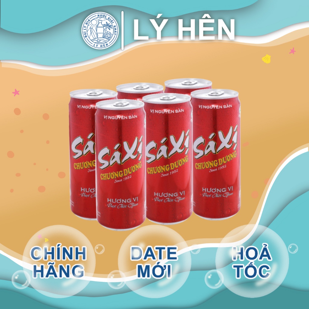 Lốc 6 Nước Ngọt Có Gas Xá Xị Chương Dương Soft Drink Lon 330ml Date Luôn Mới