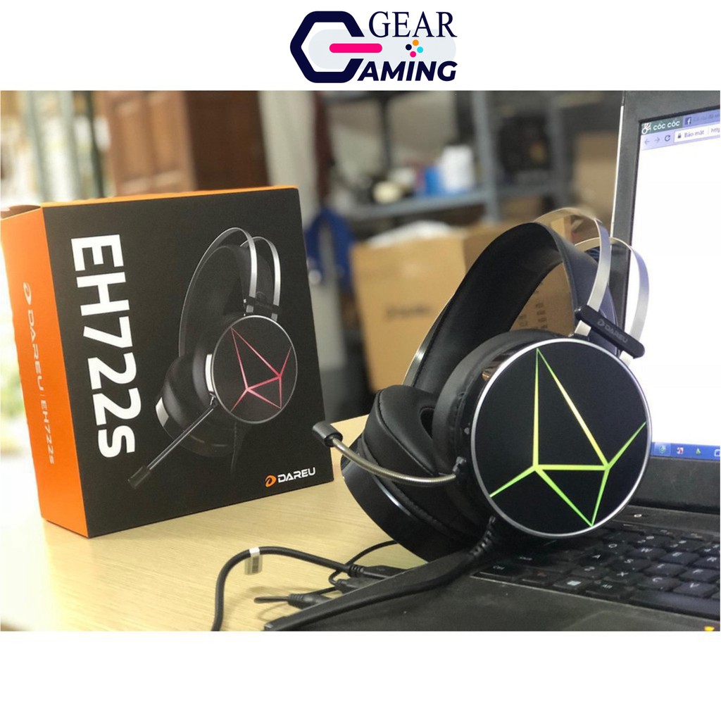 Tai nghe Gaming Dareu EH722S 7.1 - Led RGB - Âm thanh giả lập - Ốp tai nghe mềm - Mic lọc tạp âm - BH 12 Tháng [ Hàng ch