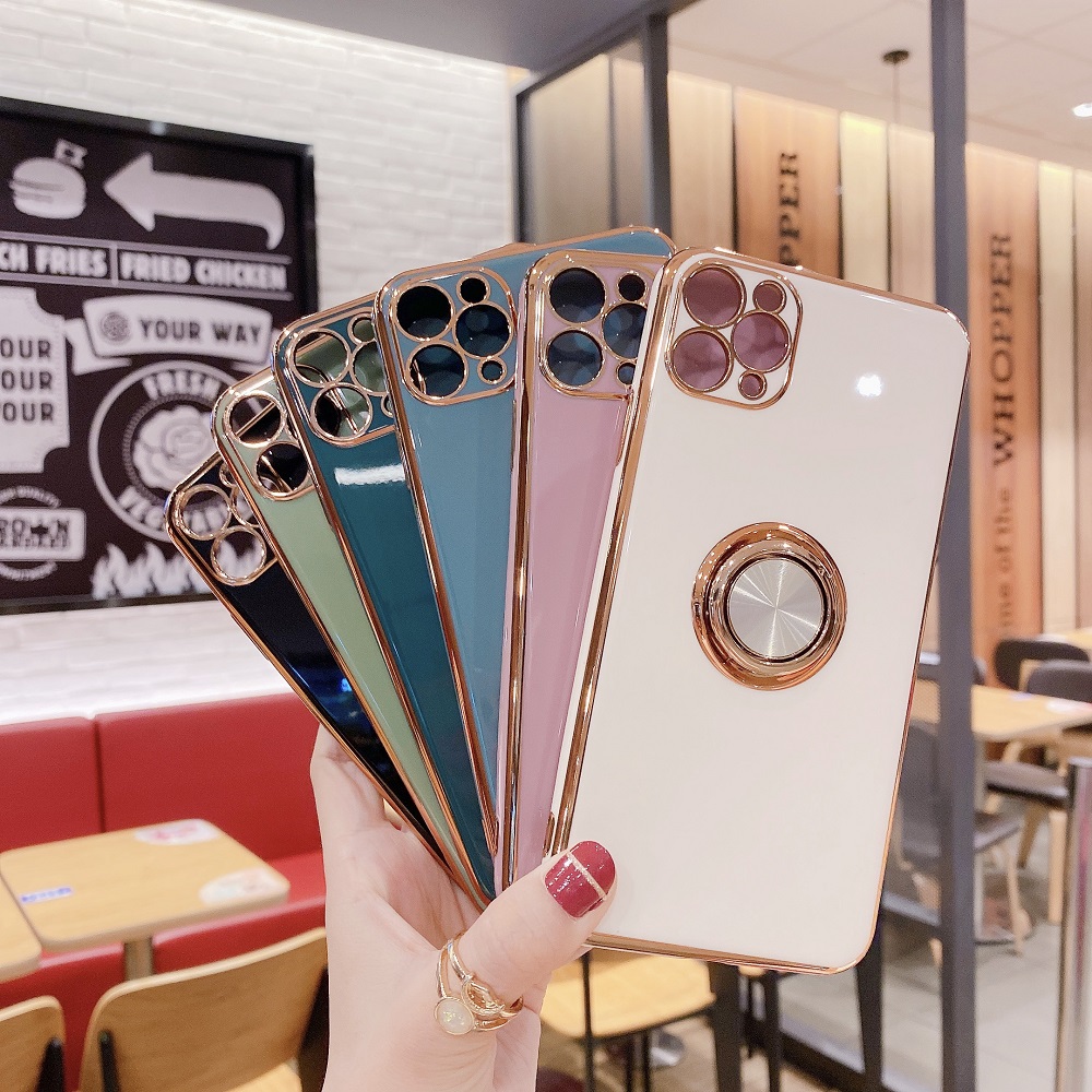 Ốp Điện Thoại Mặt Gương Có Giá Đỡ Nhẫn Cho iPhone 12 11 Pro Max Mini X Xr Xs Max 7 8 Plus Se 2020