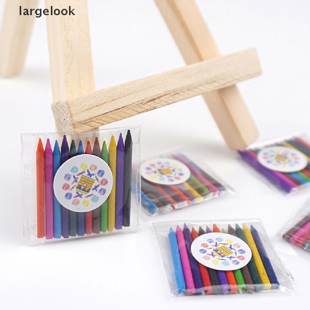 [largelook] 1Set 1:12 Dollhouse Mini Crayon Watercolor Box Paint Pen Drawing Room Scene Deco ♨HOT SELL
