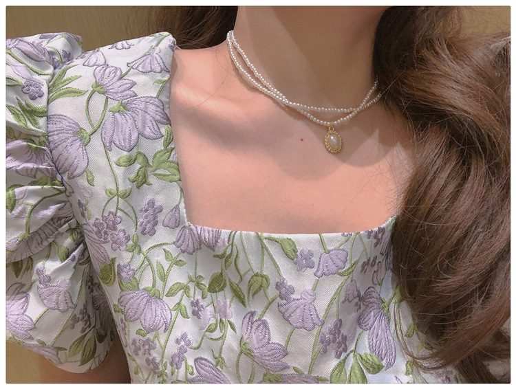 Dây Chuyền Hai Lớp Đính Ngọc Trai Nhân Tạo Thanh Lịch Cho Phụ Nữ