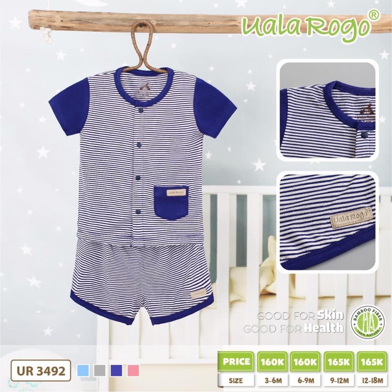 Bộ cộc tay cúc giữa kẻ vân tăm uala rogo
