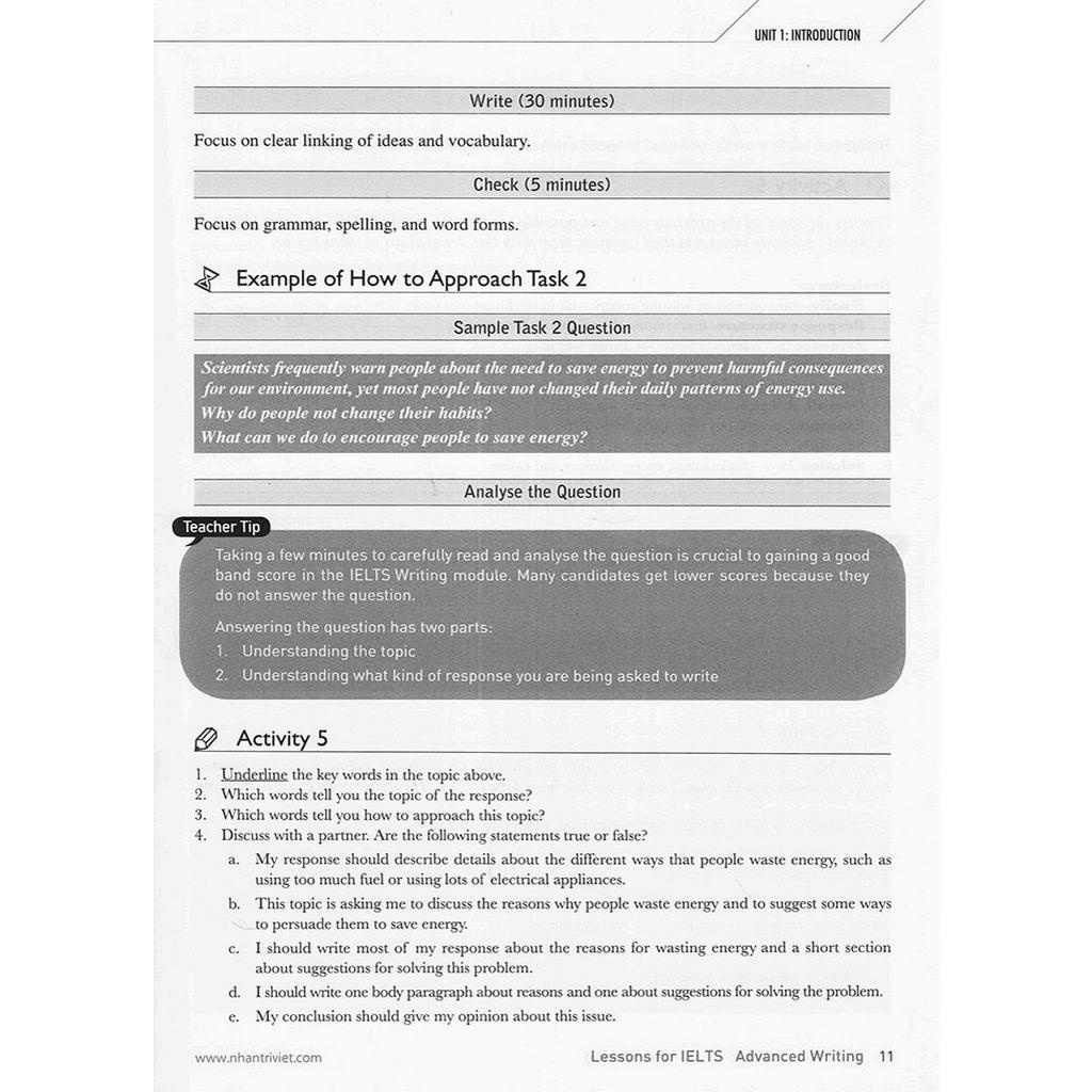 Sách Lessons For Ielts Advanced Writing