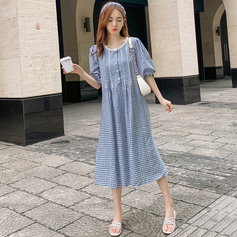 Đầm Maxi Tay Lỡ Dáng Rộng In Họa Tiết Kẻ Sọc Cổ Điển Size M-2xl Thời Trang Cho Bà Bầu