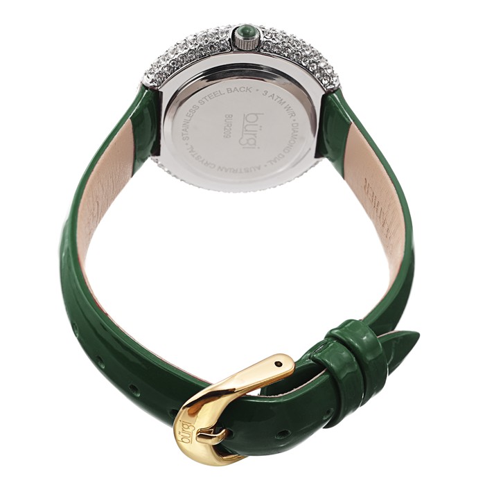 Đồng hồ thời trang nữ Burgi BUR209GN Mặt Phối Đá Swarovski Xoắn Ốc Dây Da 36mm