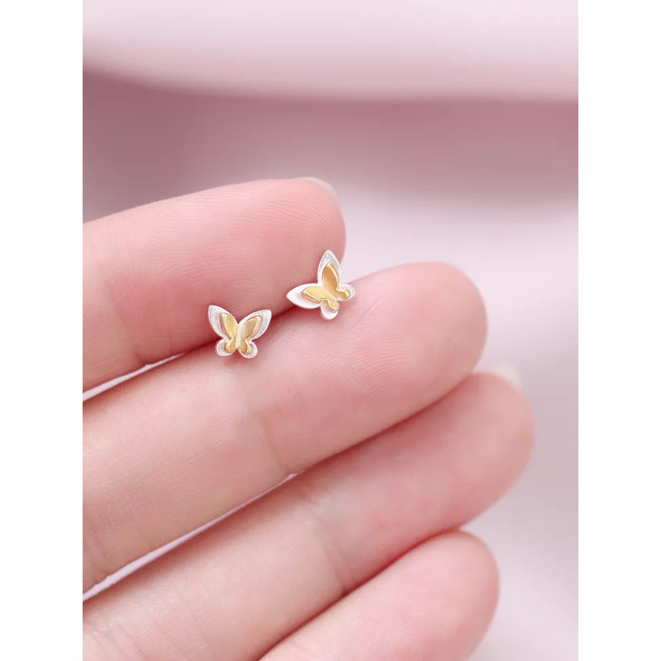 Khuyên tai chuôi bạc hình bướm chống nước không gây dị ứng thời trang Nhật Hàn cá tính dễ phối đồ cho nữ