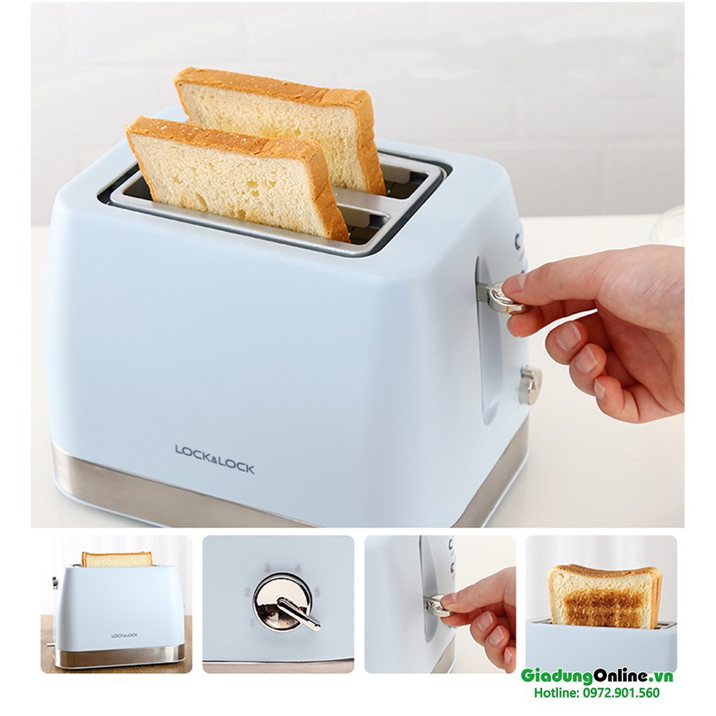 Máy Nướng Bánh Mì Lock& Lock Morning Toaster EJB221BLU Xanh mint