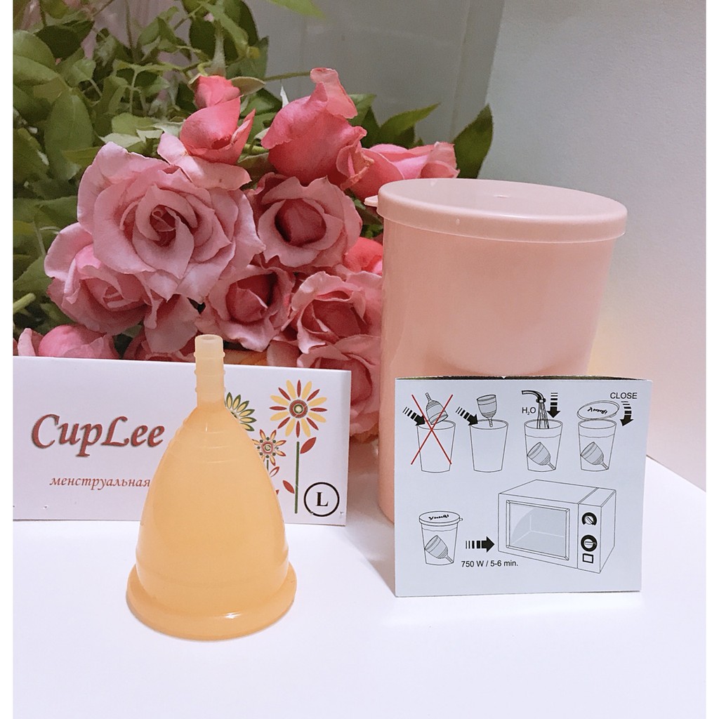 Cốc nguyệt san Cuplee + cốc tuyệt trùng + túi vải