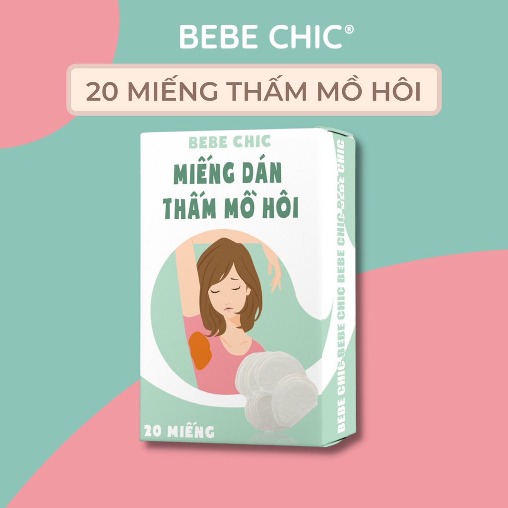 Hộp 20 Miếng dán thấm mồ hôi BEBECHIC - Khử mùi mồ hôi nách - Khô thoáng ngăn mồ hôi nách ướt áo