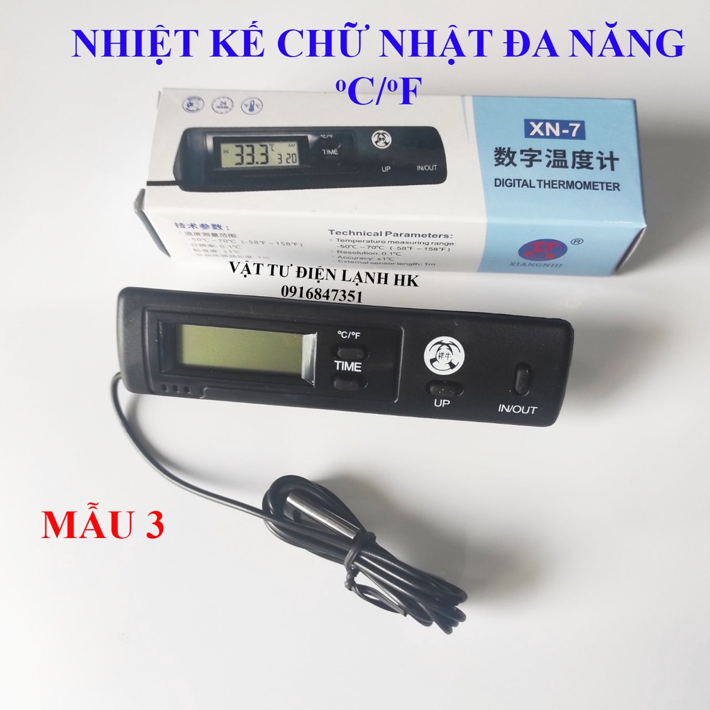 ĐỒNG HỒ ĐO NHIỆT ĐỘ ĐA NĂNG - NHIỆT KẾ ĐIỆN TỬ CHỮ NHẬT DS-1 đo nhiệt phòng oto tủ lạnh RINGDER XIANGNIU