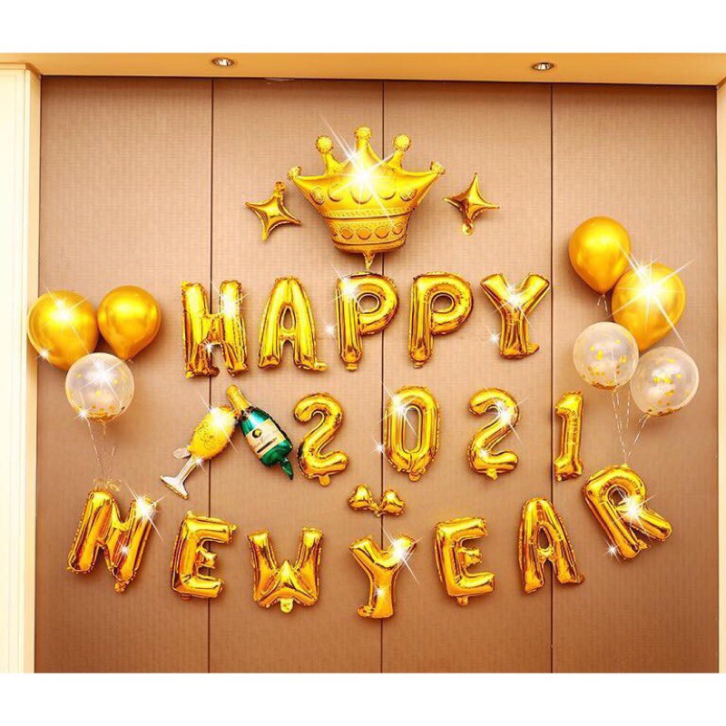Bóng chữ HAPPY NEW YEAR trang trí tết, chúc mừng năm mới