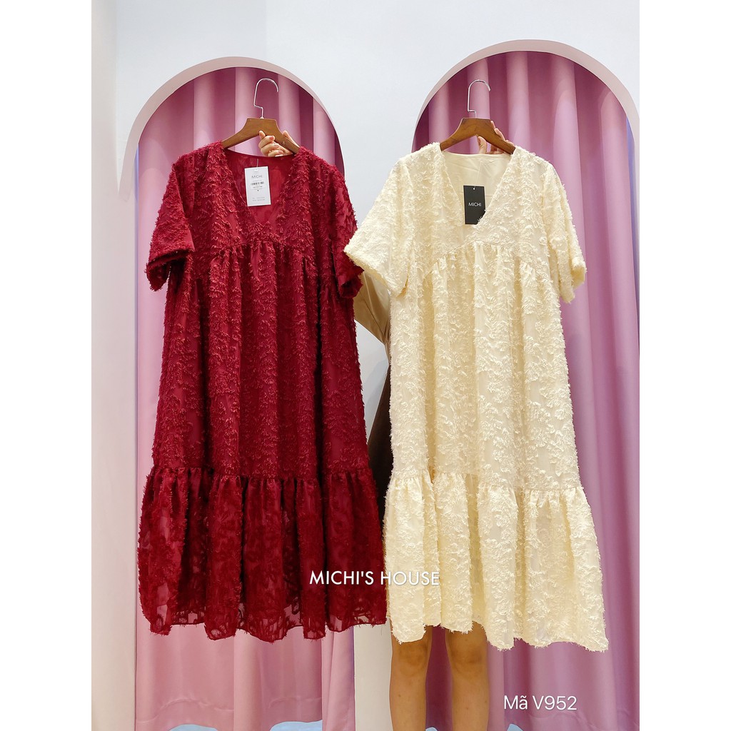 Váy suông voan tơ 2 lớp phủ lông, dáng xuông chữ A, form rộng freesize - bigsize, mã V952 - Michi's House đẹp