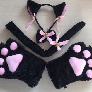 Bộ Tai Đuôi Mèo - Set Neko Đen Cosplay